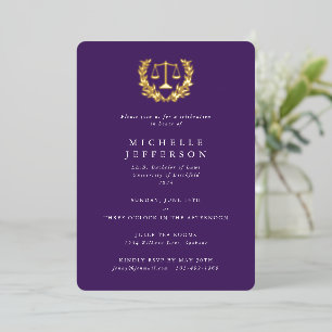 Invitación Con Relieve Metalizado Graduación de la Facultad de Derecho/Cualificacion