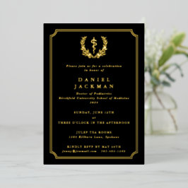Invitación Con Relieve Metalizado Graduación de la Facultad de Medicina del Asclepio