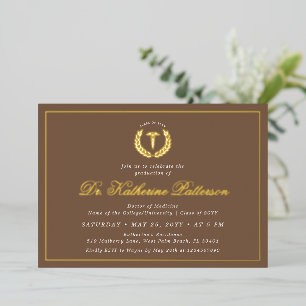 Invitación Con Relieve Metalizado Graduación de la Facultad de Medicina Elegante y M