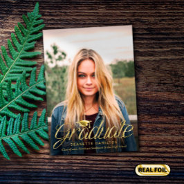 Invitación Con Relieve Metalizado Graduación de la foto frontal/posterior del guión 