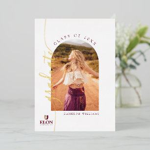 Invitación Con Relieve Metalizado Graduación de la Universidad de Elon