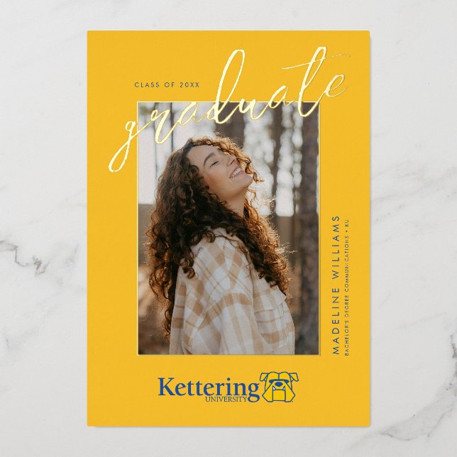 Invitación Con Relieve Metalizado Graduación de la Universidad de Kettering (Anverso)