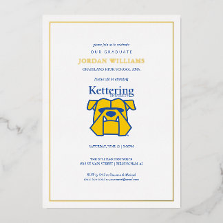 Invitación Con Relieve Metalizado Graduación de la Universidad de Kettering