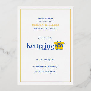 Invitación Con Relieve Metalizado Graduación de la Universidad de Kettering