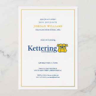 Invitación Con Relieve Metalizado Graduación de la Universidad de Kettering