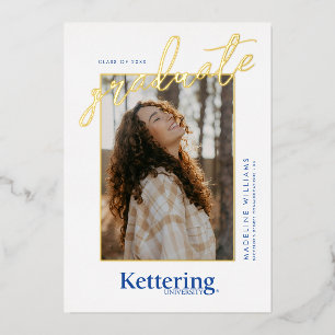 Invitación Con Relieve Metalizado Graduación de la Universidad de Kettering