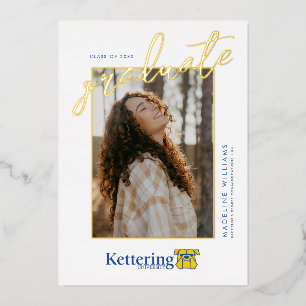 Invitación Con Relieve Metalizado Graduación de la Universidad de Kettering