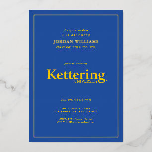 Invitación Con Relieve Metalizado Graduación de la Universidad de Kettering