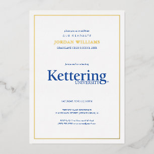 Invitación Con Relieve Metalizado Graduación de la Universidad de Kettering
