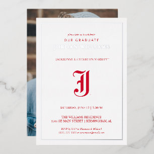 Invitación Con Relieve Metalizado Graduación de la Universidad Estatal de Jacksonvil