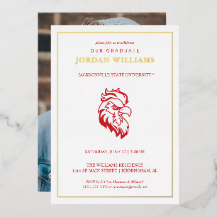 Invitación Con Relieve Metalizado Graduación de la Universidad Estatal de Jacksonvil