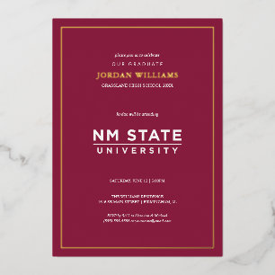 Invitación Con Relieve Metalizado Graduación de la Universidad Estatal de Nuevo Méxi