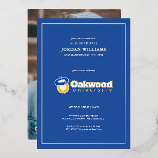 Invitación Con Relieve Metalizado Graduación de la Universidad Oakwood