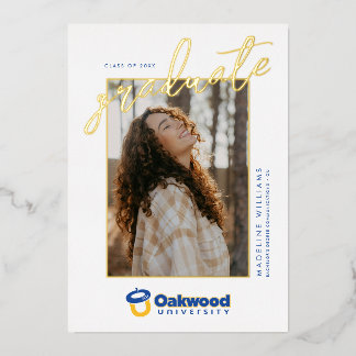 Invitación Con Relieve Metalizado Graduación de la Universidad Oakwood