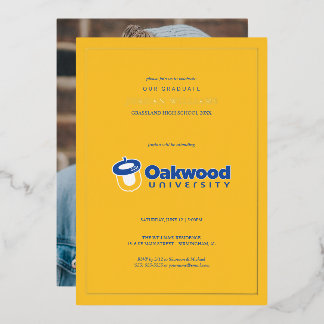 Invitación Con Relieve Metalizado Graduación de la Universidad Oakwood