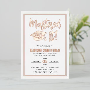 Invitación Con Relieve Metalizado Graduación de Maestría Dominada Moderna