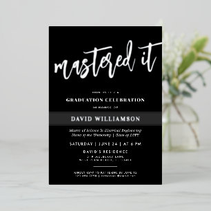 Invitación Con Relieve Metalizado Graduación de Maestría Moderna Dominada