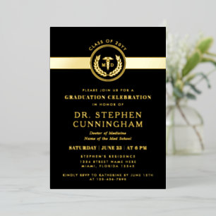 Invitación Con Relieve Metalizado Graduación de Medicina Moderna MD