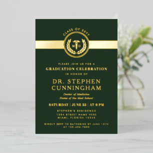 Invitación Con Relieve Metalizado Graduación de Medicina Moderna MD