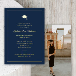 Invitación Con Relieve Metalizado Graduación de Tipografía Simple