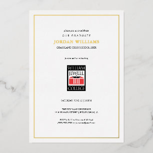 Invitación Con Relieve Metalizado Graduación de William Jewell