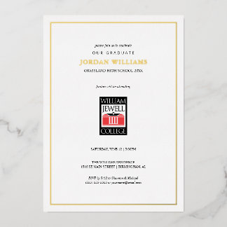 Invitación Con Relieve Metalizado Graduación de William Jewell