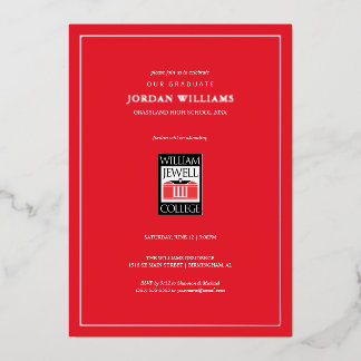 Invitación Con Relieve Metalizado Graduación de William Jewell