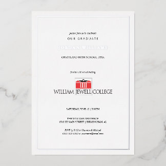 Invitación Con Relieve Metalizado Graduación de William Jewell