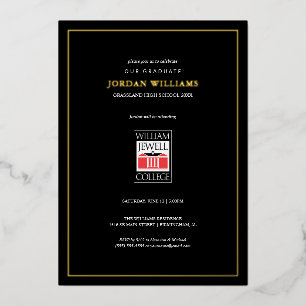 Invitación Con Relieve Metalizado Graduación de William Jewell
