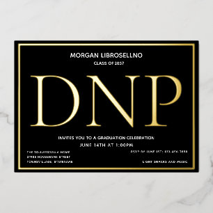Invitación Con Relieve Metalizado Graduación DNP de oro negro