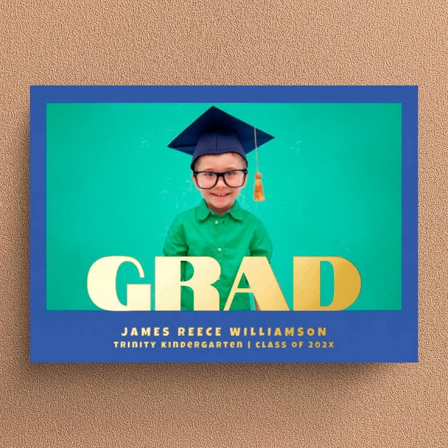 Invitación Con Relieve Metalizado Graduación editable negrita de GOLD Photo Kinderga (Subido por el creador)