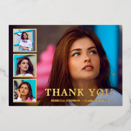 Invitación Con Relieve Metalizado Graduación elegante de Collage de fotos moderno