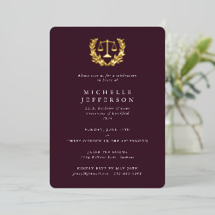 Invitación Con Relieve Metalizado Graduación en Derecho/Cualificación Jurídica de Bo