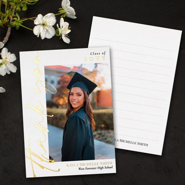 Invitación Con Relieve Metalizado Graduación fotográfica de caligrafía de oro blanco (Subido por el creador)