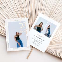 Invitación Con Relieve Metalizado Graduación fotográfica de oro moderno Rosa 2023