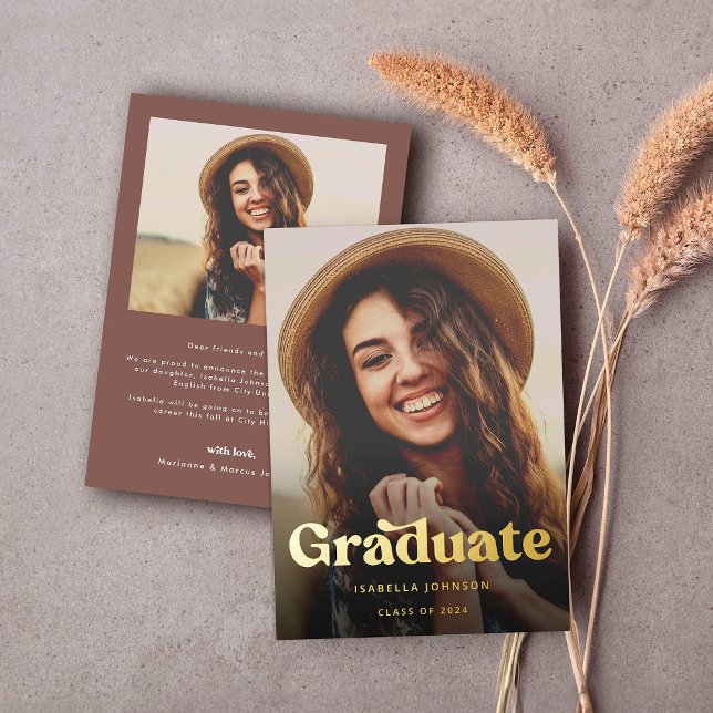 Invitación Con Relieve Metalizado Graduación fotográfica de tipografía retro (Subido por el creador)