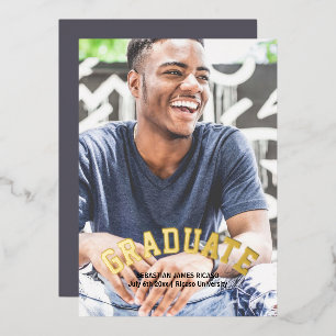 Invitación Con Relieve Metalizado Graduación Masculina moderna personalizada