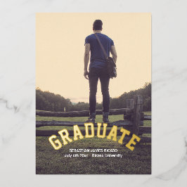 Invitación Con Relieve Metalizado Graduación Masculina moderna personalizada