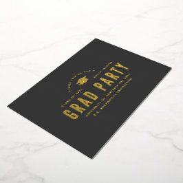 Invitación Con Relieve Metalizado Graduación Minimalista Moderna 2023 Fiesta de Oro