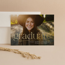 Invitación Con Relieve Metalizado Graduación personalizada de un solo graduado