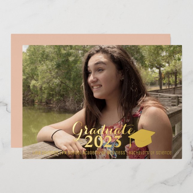 Invitación Con Relieve Metalizado Graduación Relieve metalizado Presionado con guión (Anverso/Reverso)