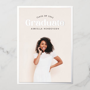 Invitación Con Relieve Metalizado Graduación Retro de Foto Moderna
