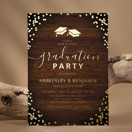 Invitación Con Relieve Metalizado Graduación Rustica de Doble Articulación de Foto