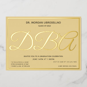 Invitación Con Relieve Metalizado Graduación Tan Gold DBA