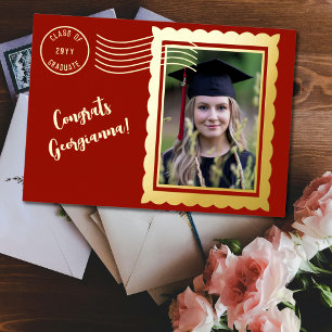 Invitación Con Relieve Metalizado Graduada de Pretty Postage