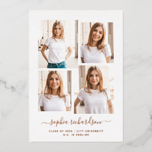 Invitación Con Relieve Metalizado Graduado 2023   Diseño moderno de varios Collages 