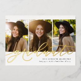 Invitación Con Relieve Metalizado Graduado de escritura moderno simple 3 foto gradua