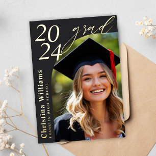 Invitación Con Relieve Metalizado Graduado de fotografía superior elegante y moderno