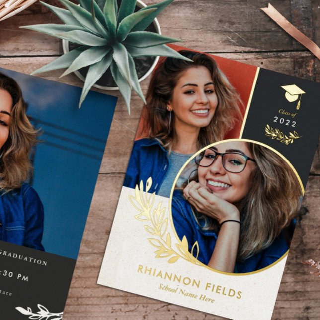 Invitación Con Relieve Metalizado Graduado de fotografías de la vegetación dorada (Subido por el creador)