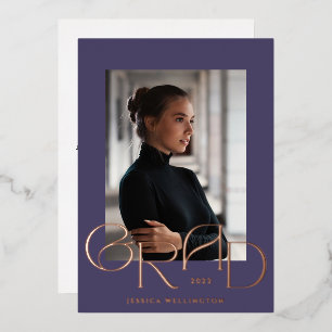 Invitación Con Relieve Metalizado Graduado de tiopgrafía de Art Deco Púrpura Foto 20